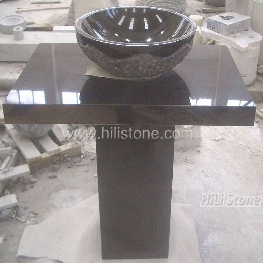 Shanxi Black Granite Stone Sink with Stand