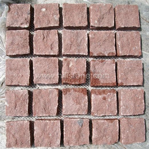Red Porphyry A Cobblestone on Mesh-Natural-Square