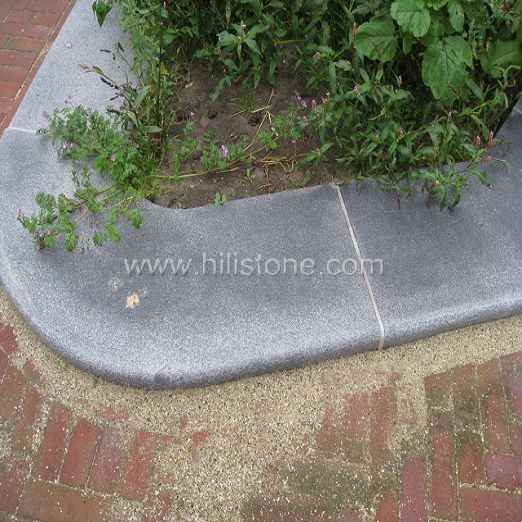 G654 Blue Black Flamed Curved Stone Kerbs
